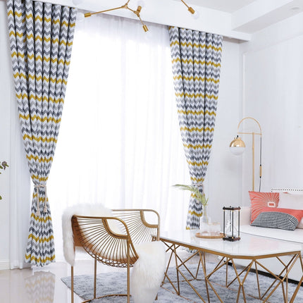 Żółta zasłona zaciemniająca w zygzaki