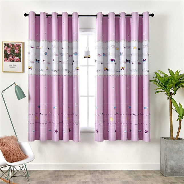 Różowa zasłona dziecięca w rybki