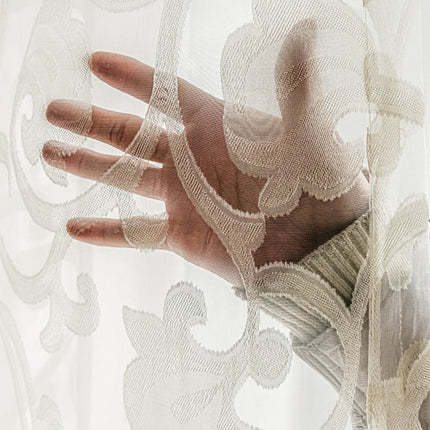 Firana z żakardowym kwiatowym wzorem