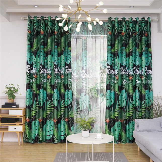 Zasłona w liście palmy i monstery