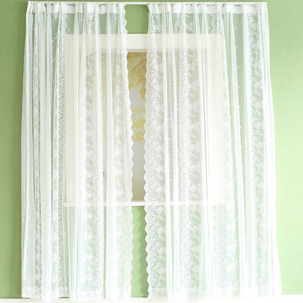 Biała firana koronkowa w kwiaty