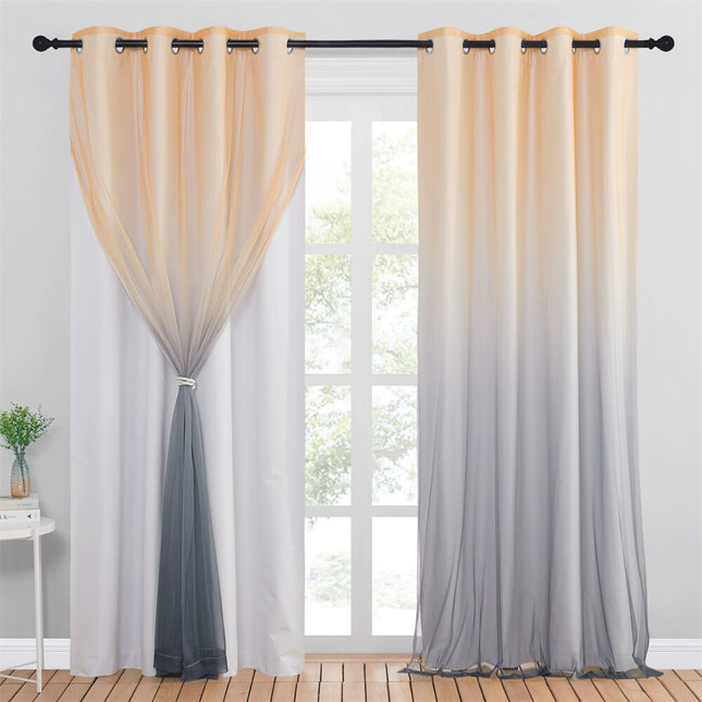 Zaciemniająca zasłona ombre z woalem