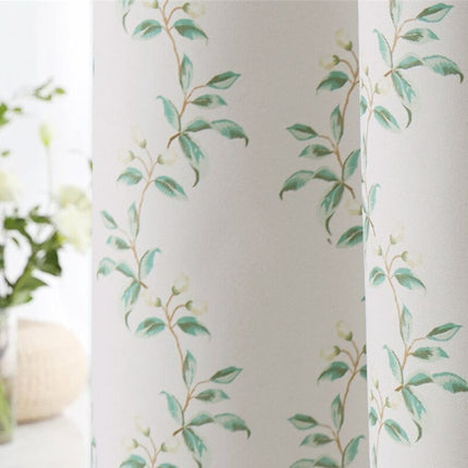 Zasłona w delikatne zielone listki