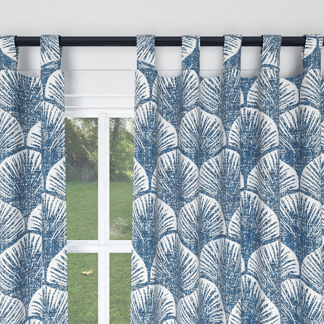 Zasłona w niebieski wzór japońskich wachlarzy