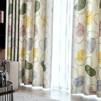 Zasłona w zielono-limonkowe abstrakcyjne wzory