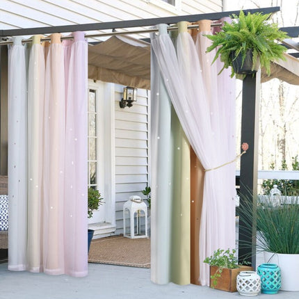 Tęczowa zewnętrzna firanka na taras