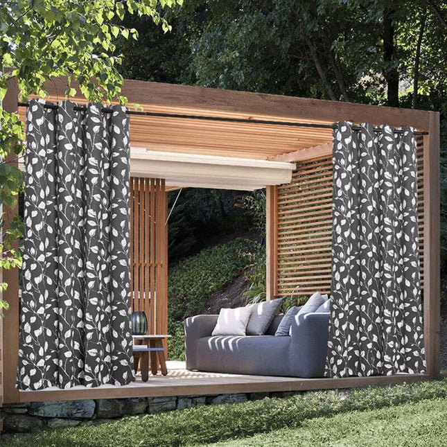 Zasłona zewnętrzna w biały wzór liści