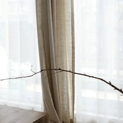 Beżowa firana lniana do salonu