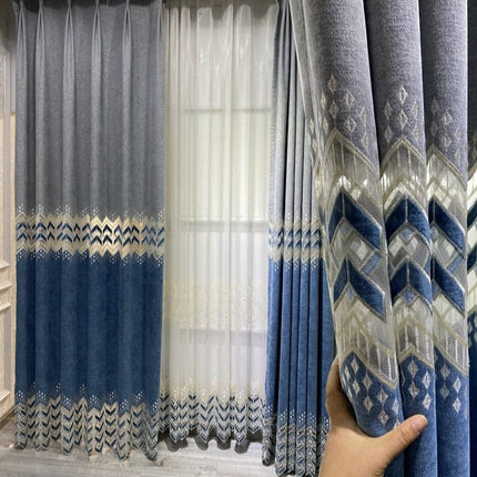 Firana z geometrycznym haftem boho