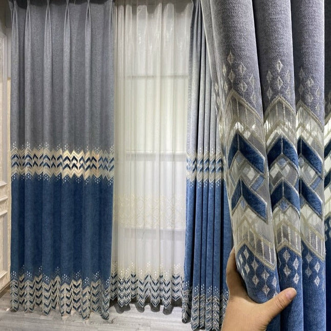 Firana z geometrycznym haftem boho