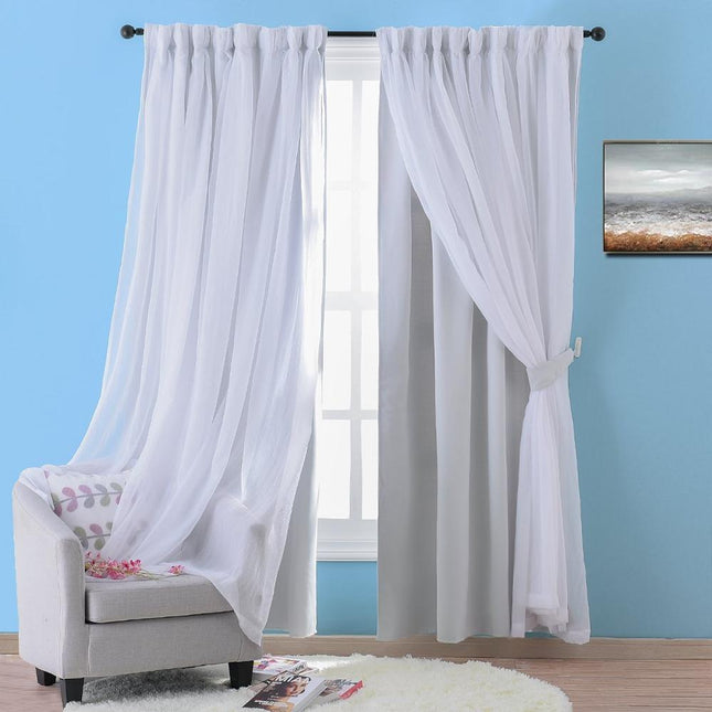 Podwójna zasłona z woalem do sypialni