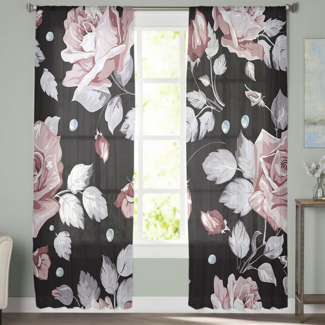 Firana w duże kwiaty w stylu retro