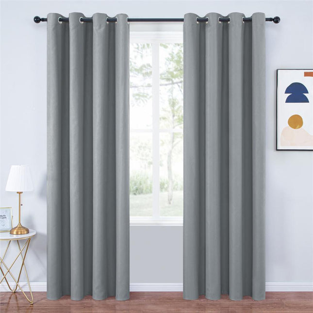 Gładka szara zasłona zaciemniająca do sypialni