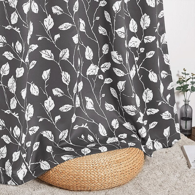 Zasłona zewnętrzna w biały wzór liści