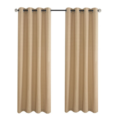 Beżowa zasłona o strukturze lnu