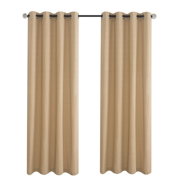 Beżowa zasłona o strukturze lnu