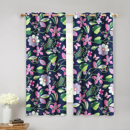 Kolorowa zasłona w kwiaty i motyle