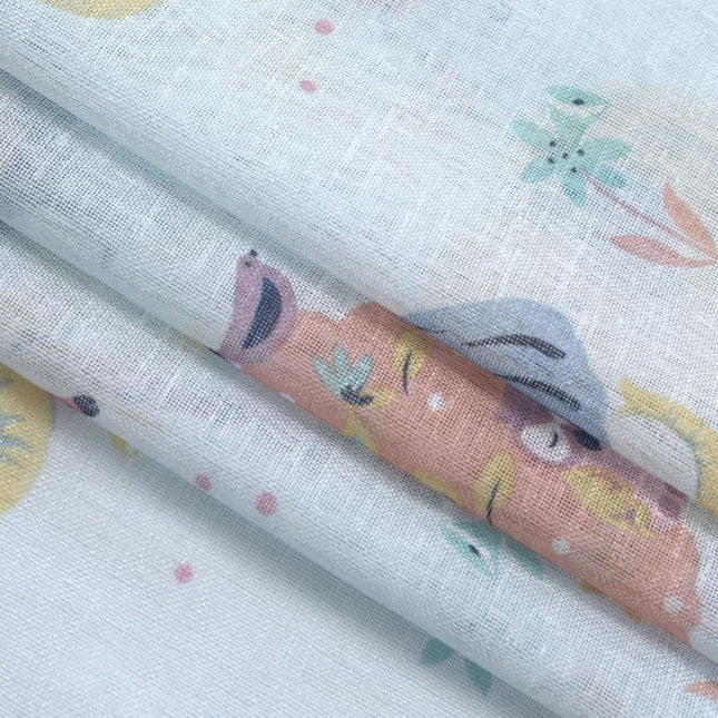 Pastelowa firanka dla dziecka w sowy