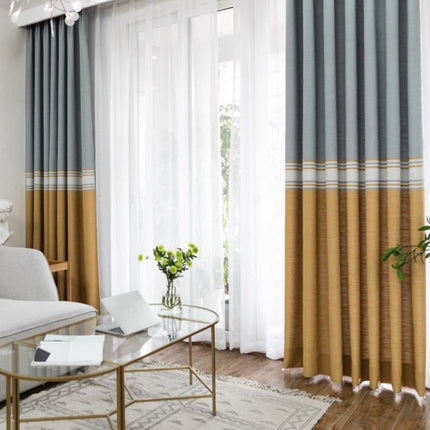 Zasłona w żółto-szare pasy nowoczesna