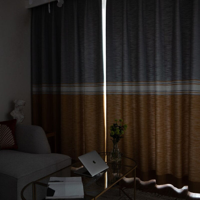 Zasłona w żółto-szare pasy nowoczesna