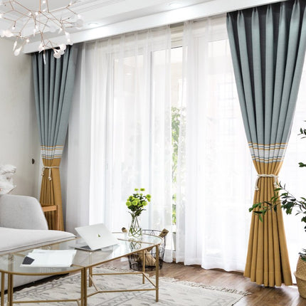 Zasłona w żółto-szare pasy nowoczesna