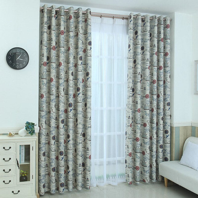 Zasłona zaciemniająca w motywy morskie.