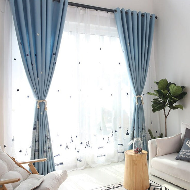 Granatowa firanka w marynistyczne wzory