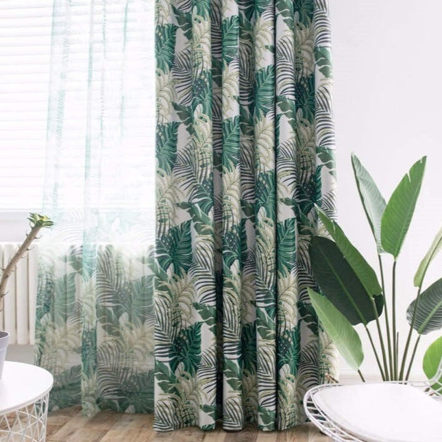 Zasłona zaciemniająca w liście monstery