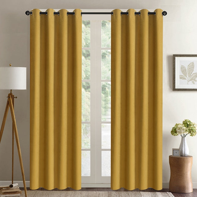 Nowoczesna żółta zasłona zaciemniająca na okno