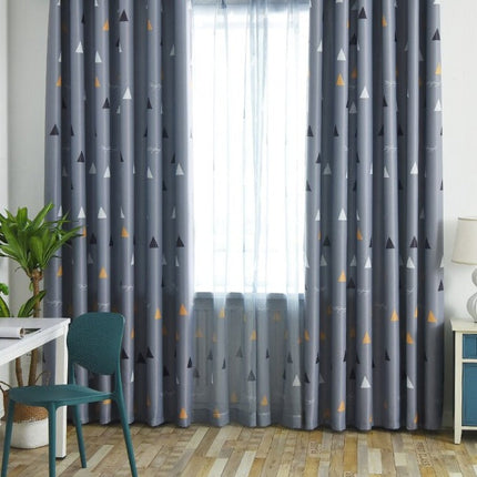 Szara zasłona w geometryczne trójkąty