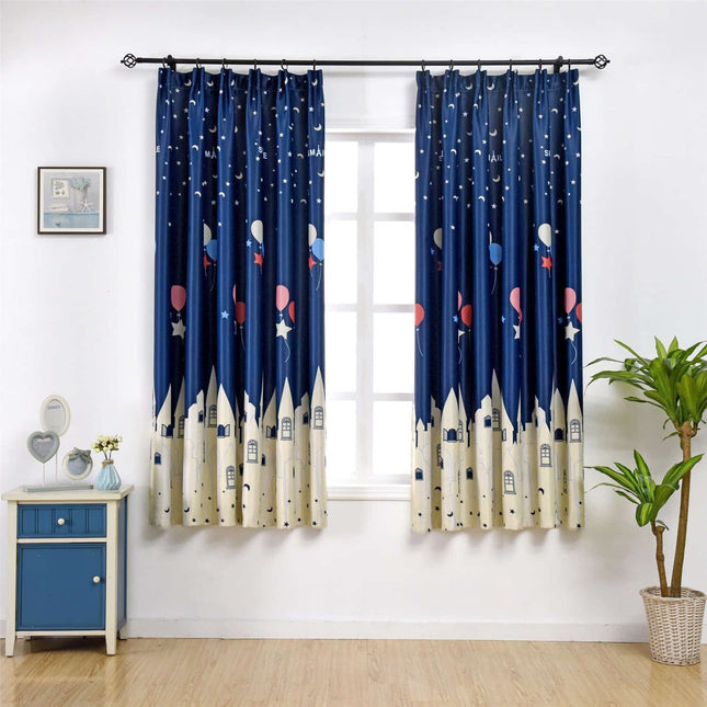 Zasłona do pokoju dziecięcego zamek noc