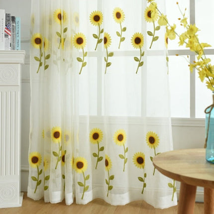 Firana haftowana w żółte słoneczniki