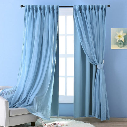 Podwójna zasłona z woalem do sypialni