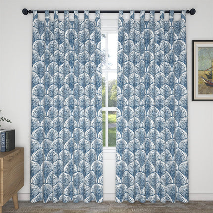 Zasłona w niebieski wzór japońskich wachlarzy