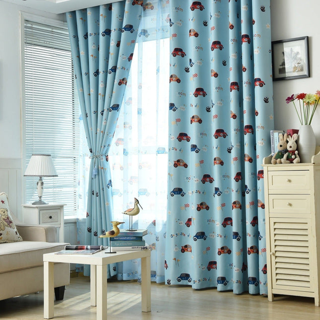 Dziecięca zasłona zaciemniająca w niebieskie autka