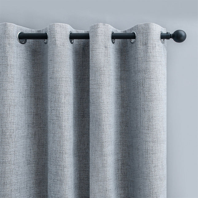 Szara zasłona lniana na przelotkach