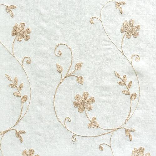 Firana z haftem w kwiatowe pnącza