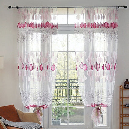 Fioletowa firana w botaniczny wzór