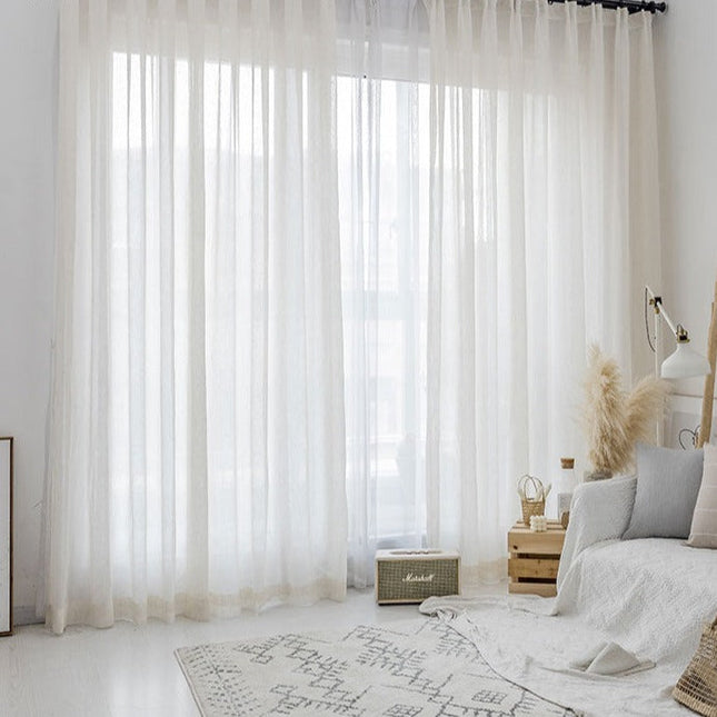 Naturalna lniana firana w stylu boho