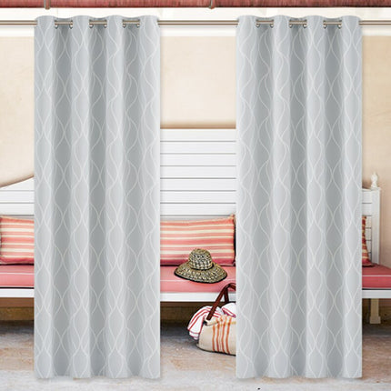 Jasnoszara zasłona ogrodowa w falisty wzór.