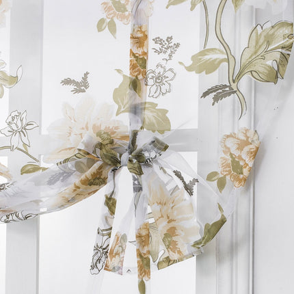Wiązana firana w kwiatowy wzór
