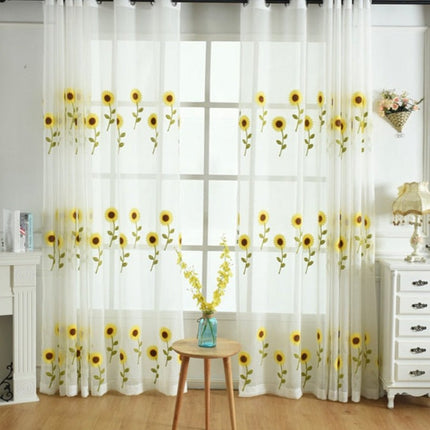 Firana haftowana w żółte słoneczniki