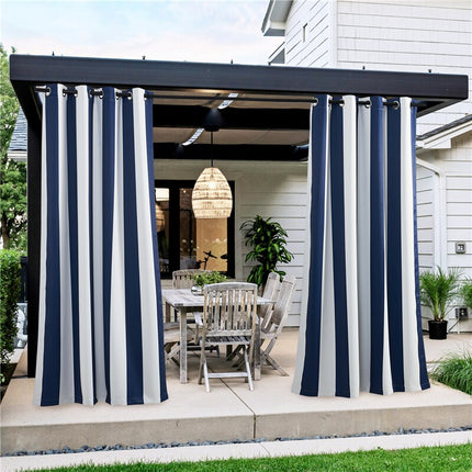 Zasłona ogrodowa w biało-szare pasy