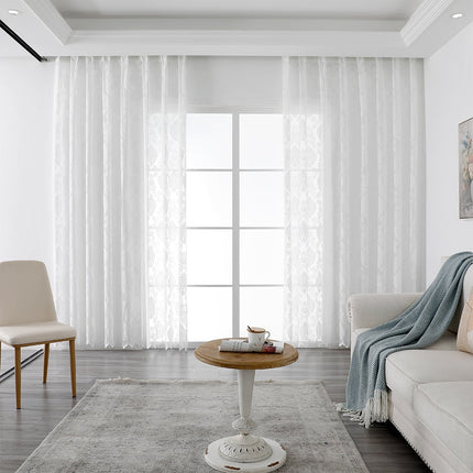 Biała firana w żakardowy wzór