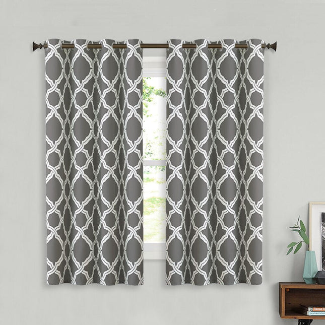Szara zasłona zaciemniająca w marokański wzór