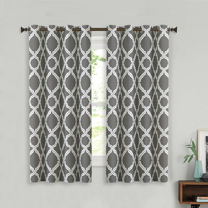 Szara zasłona zaciemniająca w marokański wzór