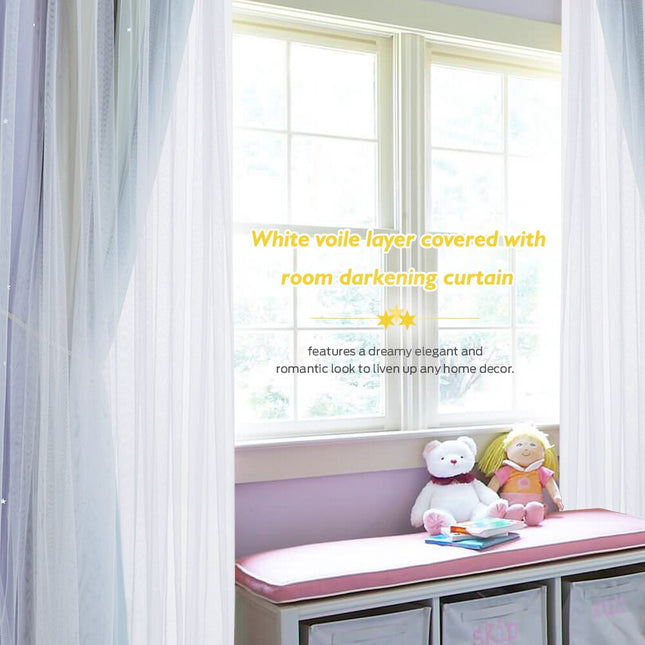 Podwójna zasłona z tiulem gwiazdki