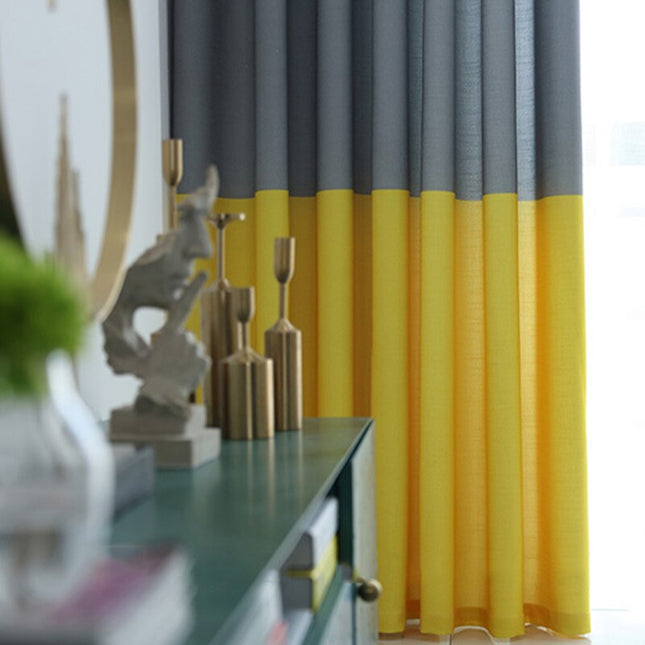 Dwukolorowa zasłona nowoczesna w stylu skandynawskim