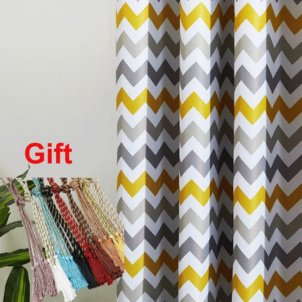 Żółta zasłona zaciemniająca w zygzaki