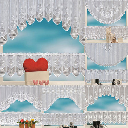 Koronkowa zazdrostka kuchenna w łuk